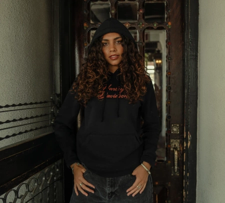 ODZIEŻ - HOODIE-KNIT,BLACK
