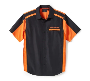 ODZIEŻ SHIRT-WOVEN,BLACK/ORANGE