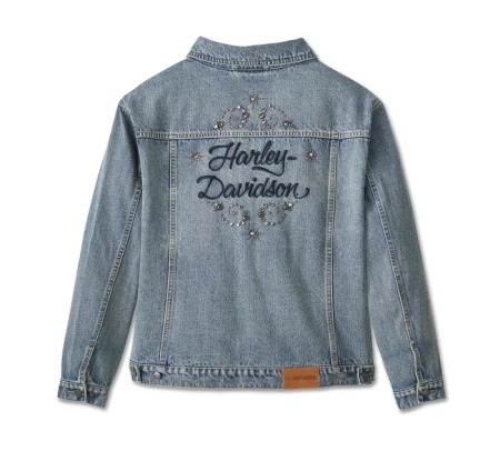 Women's Studded Out Embellished Denim Jacket-ROZMIAR XS