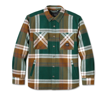 ODZIEŻ SHIRT JACKET-WOVEN,BROWN/GREEN PLAID