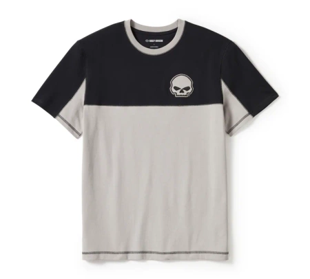 KOSZULKA - TEE-KNIT,BLACK/GREY COLORBLOCK