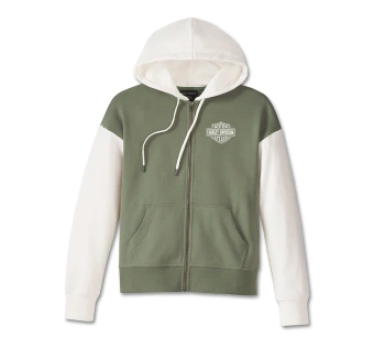 ODZIEŻ  HOODIE-KNIT,GREEN COLORBLOCK (S)