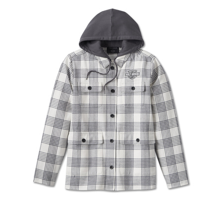 KURTKA JACKET-WOVEN,OFF WHITE PLAID (L)