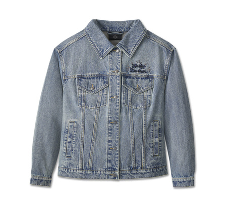 Women's Studded Out Embellished Denim Jacket-ROZMIAR XS