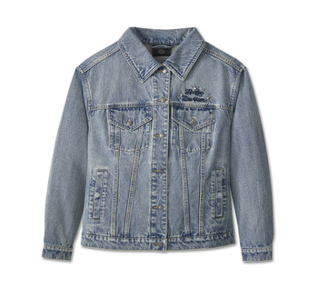 Women's Studded Out Embellished Denim Jacket-ROZMIAR XS