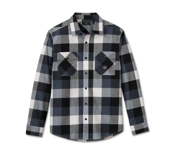 ODZIEŻ SHIRT-WOVEN,BLACK/LIGHT BLUE PLAID