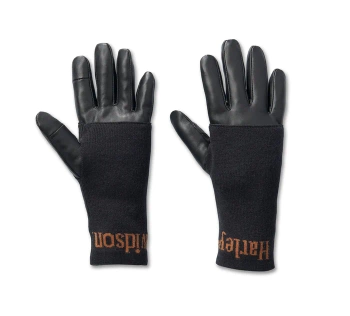 ODZIEŻ GLOVES-3N1,LEATHER,KNIT,BLACK