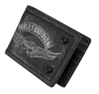 AKCESORIA - WALLET BIFOLD WINGED SKULL BLACK