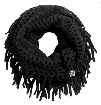 SZALIK SCARF FRINGE OPEN KNIT INFINITY BLK