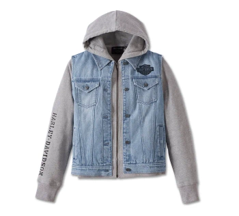 JACKET-DENIM/KNIT,MEDIUM BLUE