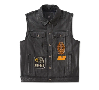 KAMIZELKA VEST LEATHER BLACK