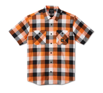 KOSZULA SHIRT WOVEN ORANGE PLAID