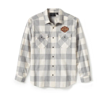 ODZIEŻ SHIRT-WOVEN,TAN/HEATHER GREY PLAID