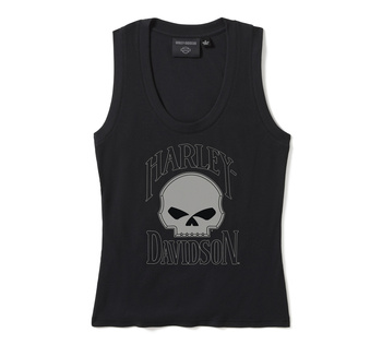 Women's Willie G Skull Ribbed Tank - Harley Black - ROZMIAR S