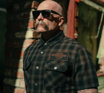 ODZIEŻ SHIRT-WOVEN,BLACK/TAN PLAID