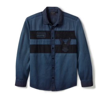 ODZIEŻ SHIRT-WOVEN,DARK BLUE/BLACK