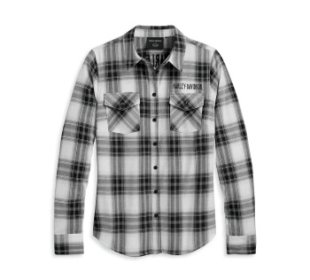 ODZIEŻ SHIRT-WOVEN,BLACK PLAID (XS)